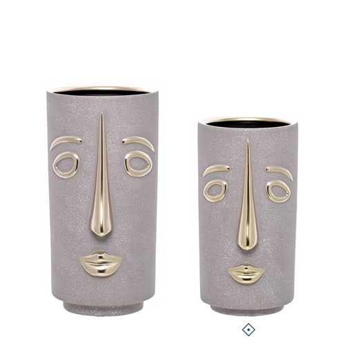 28431 JARRA CERAMICA FACE GOLDEN NATURE 26CM