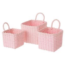 800313 SET3 CESTOS PAPEL TRAÇD ROSA 20X20X18
