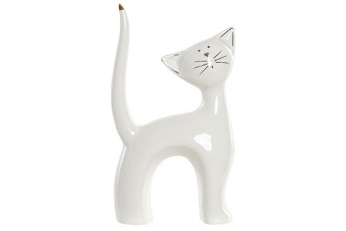 RF-182862 FIGURA PORCELANA 13X5X20,8 GATO BRANCO